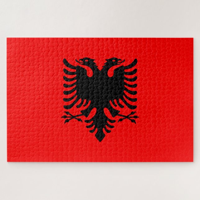 Flagge Albaniens Puzzle (Horizontal)