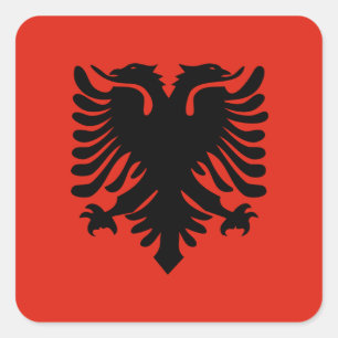 Flagge Albaniens Quadratischer Aufkleber