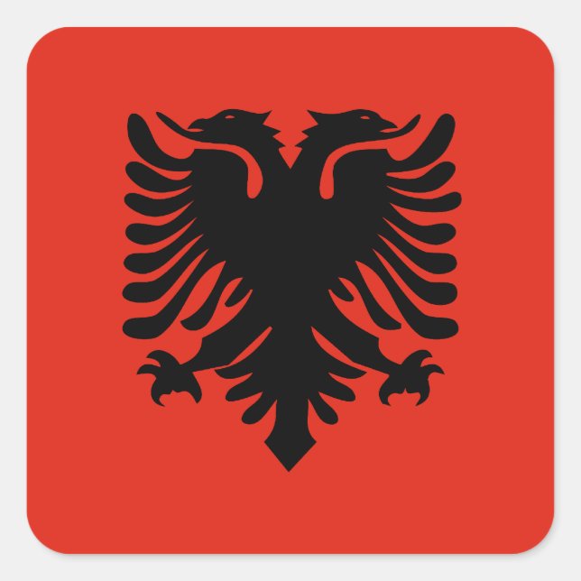Flagge Albaniens Quadratischer Aufkleber (Vorderseite)