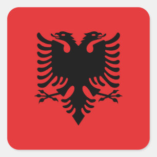 Flagge Albaniens Quadratischer Aufkleber