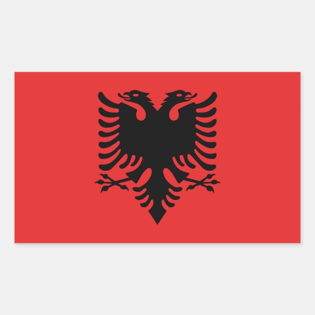 Flagge Albaniens Rechteckiger Aufkleber (Vorderseite)