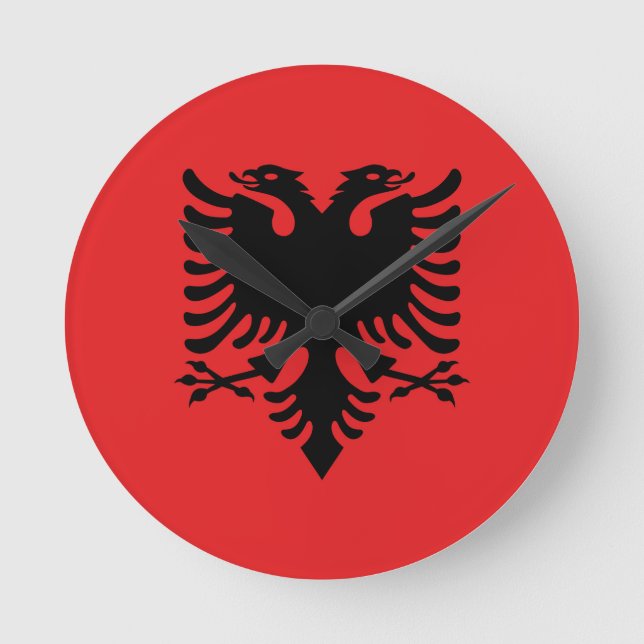 Flagge Albaniens Runde Wanduhr (Vorderseite)