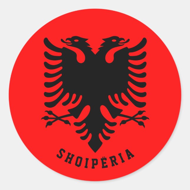 Flagge Albaniens Runder Aufkleber (Vorderseite)