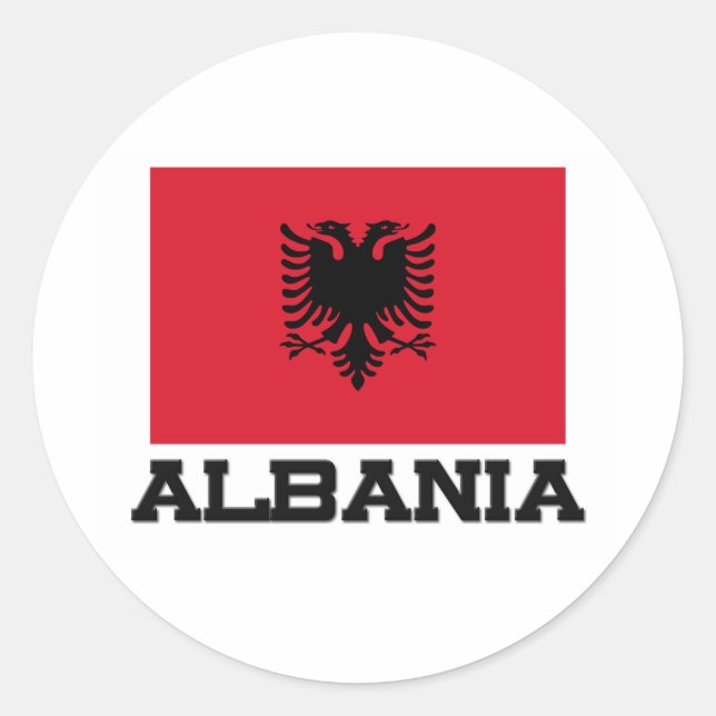 Flagge Albaniens Runder Aufkleber (Vorderseite)
