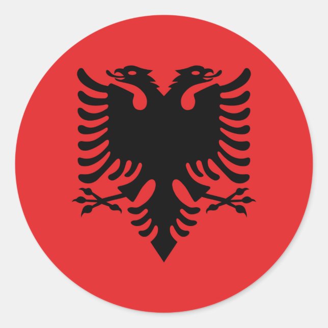 Flagge Albaniens Runder Aufkleber (Vorderseite)