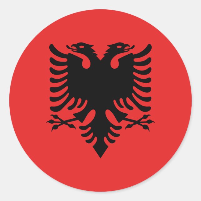 Flagge Albaniens Runder Aufkleber (Vorderseite)