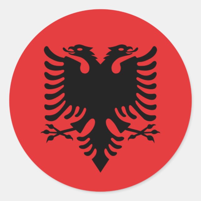 Flagge Albaniens Runder Aufkleber (Vorderseite)