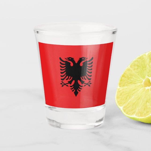 Flagge Albaniens Schnapsglas (Vorderseite)