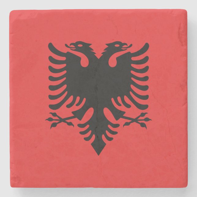 Flagge Albaniens Steinuntersetzer (Vorderseite)