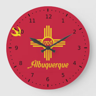 Flagge Albuquerque, New Mexico Große Wanduhr