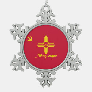 Flagge Albuquerque, New Mexico Snowflake Pewter C Schneeflocken Zinn-Ornament