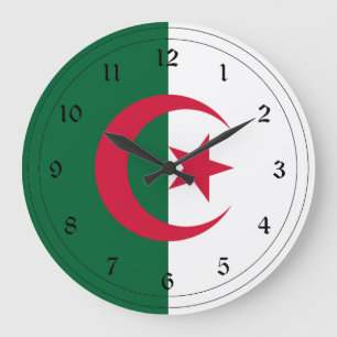 Flagge Algeriens Große Wanduhr