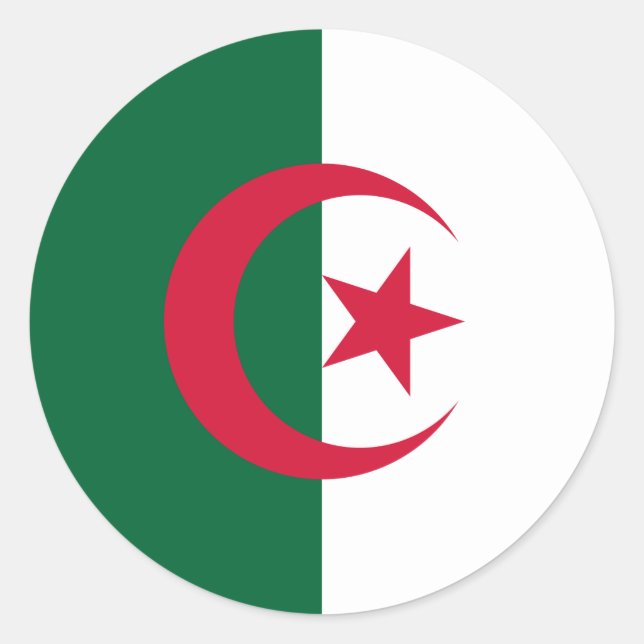 Flagge Algeriens Runder Aufkleber (Vorderseite)