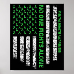 Flagge Allein Psychische Gesundheitsaufklärung Nie Poster