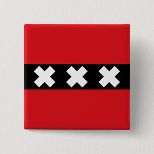 Flagge Amsterdam, Niederlande Button
