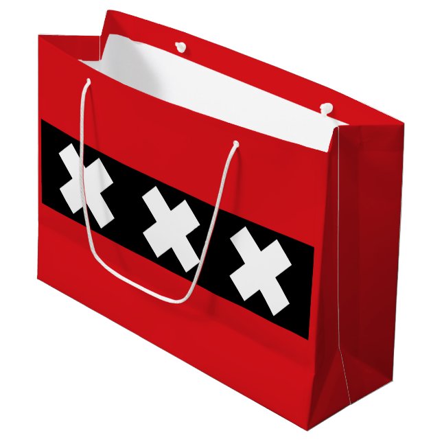 Flagge Amsterdam, Niederlande Große Geschenktüte (Vorderseite Schrägansicht)