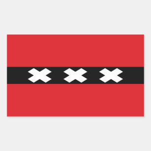 Flagge Amsterdam, Niederlande Rechteckiger Aufkleber