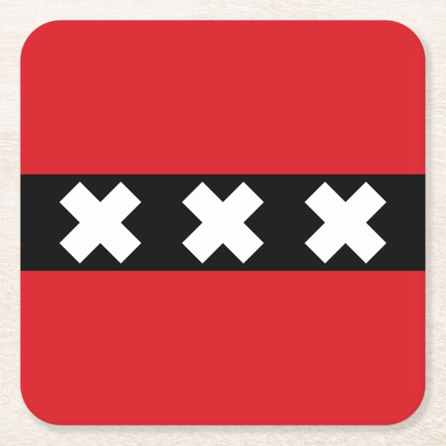 Flagge Amsterdam, Niederlande Rechteckiger Pappuntersetzer (Vorderseite)