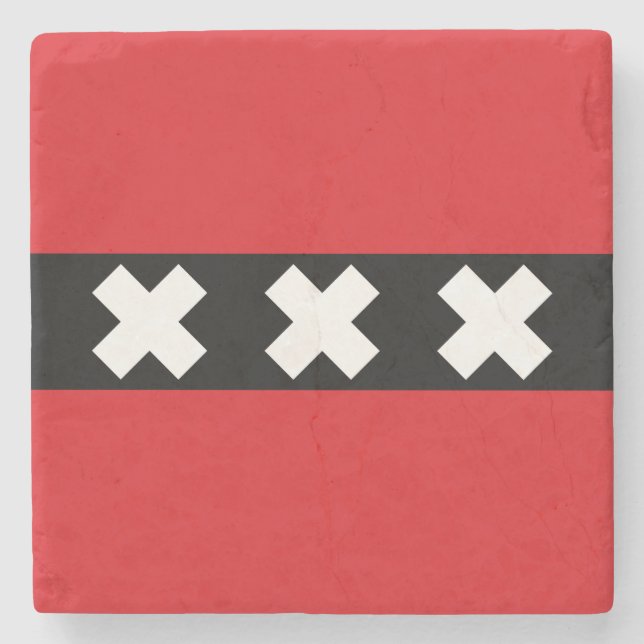 Flagge Amsterdam, Niederlande Steinuntersetzer (Vorderseite)