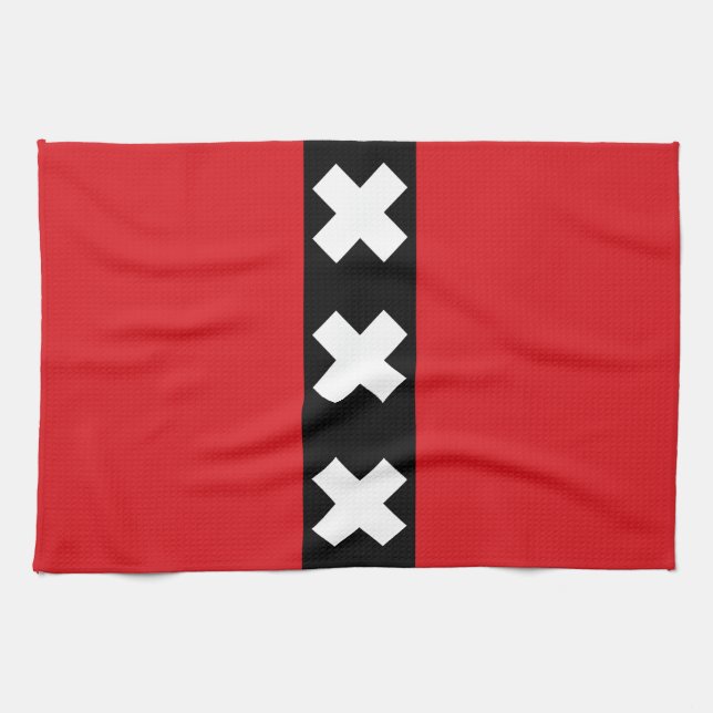 Flagge Amsterdam, Niederlande Tote Beutel Geschirrtuch (Horizontal)