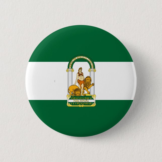 Flagge Andalusiens (Spanien) Button (Vorderseite)