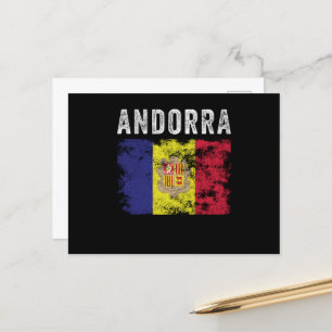 Flagge Andorra bedruckt - Andorranische Flagge Postkarte