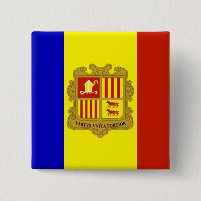 Flagge Andorras Button (Vorderseite)