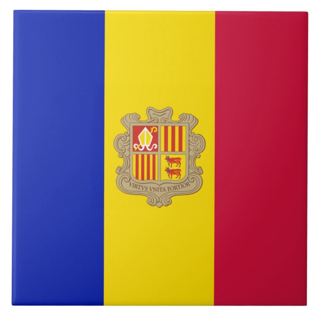 Flagge Andorras Fliese (Vorderseite)