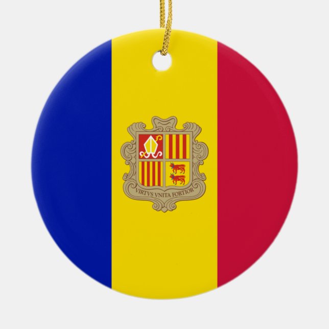 Flagge Andorras Keramik Ornament (Vorne)