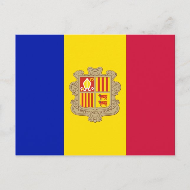 Flagge Andorras Postkarte (Vorderseite)