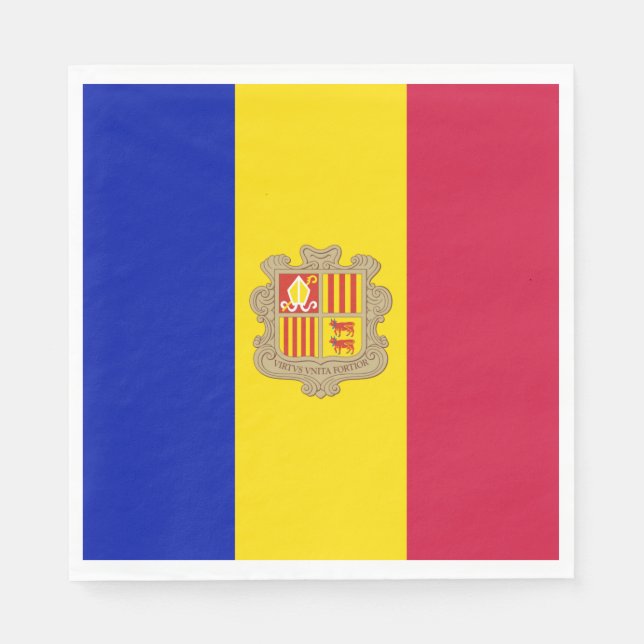 Flagge Andorras Serviette (Vorderseite)