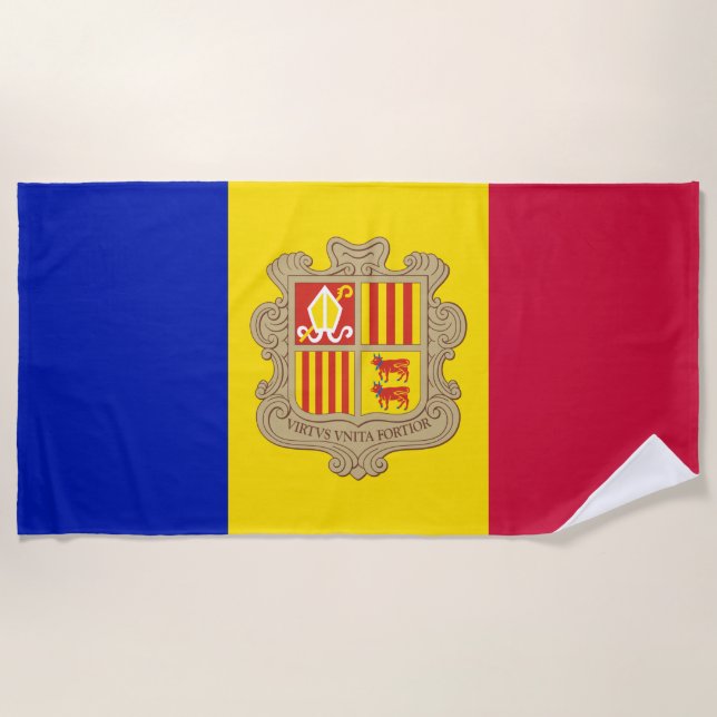 Flagge Andorras Strandtuch (Vorderseite)