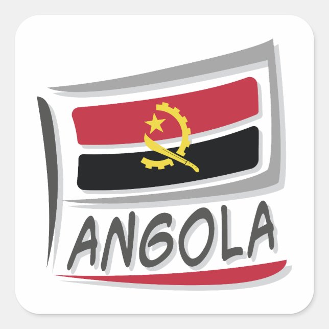 Flagge Angola Pride X Quadratischer Aufkleber (Vorderseite)