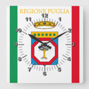 Flagge Apuliens (Italien) Quadratische Wanduhr