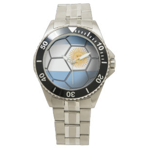 Flagge Argentiniens Fußball-Ball Armbanduhr