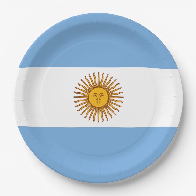 Flagge Argentiniens Pappteller (Vorderseite)