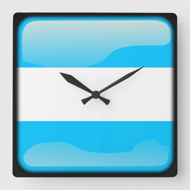 Flagge Argentiniens Quadratische Wanduhr (Vorderseite)