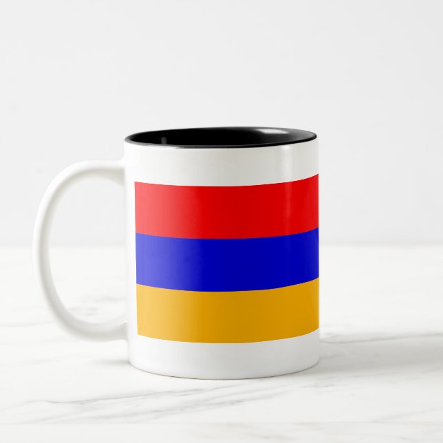 Flagge Armeniens Zweifarbige Tasse (Links)
