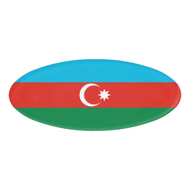 Flagge Aserbaidschans Namenschild (Vorderseite)