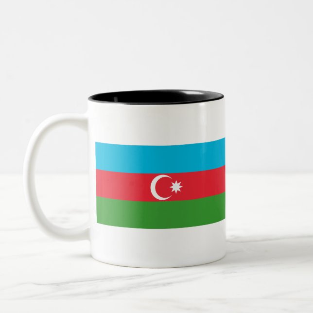 Flagge Aserbaidschans Zweifarbige Tasse (Links)