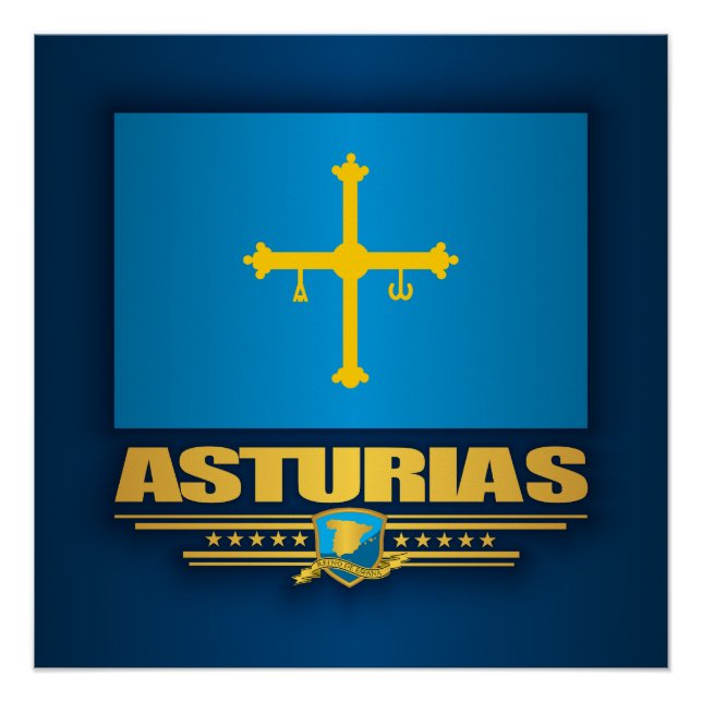 Flagge Asturiens Poster (Vorderseite)