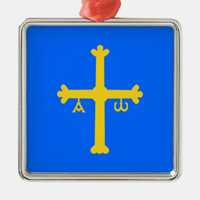 Flagge Asturiens (Spanien) Silbernes Ornament (Vorne)