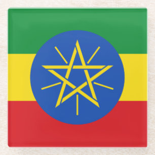 Flagge Äthiopiens Glasuntersetzer