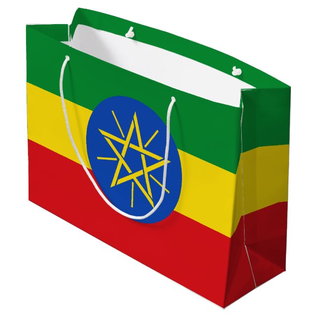Flagge Äthiopiens Große Geschenktüte (Rückseite Schrägansicht)