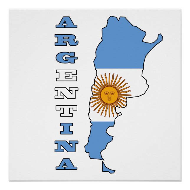 Flagge auf Karte Argentiniens Poster (Vorderseite)