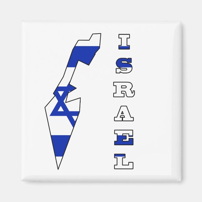 Flagge auf Karte Israels Magnet (Vorne)