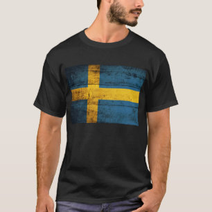 Flagge aus Holz, Schweden; T-Shirt