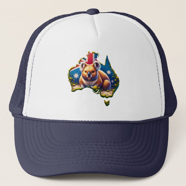 Flagge Australiens Koala Bear Truckerkappe (Vorderseite)