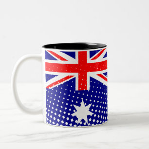 Flagge Australiens mit Halftone-Effekt Zweifarbige Tasse