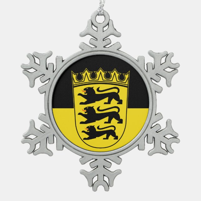 Flagge Baden-Württembergs Snowflake-Pewter-Christm Schneeflocken Zinn-Ornament (Vorderseite)